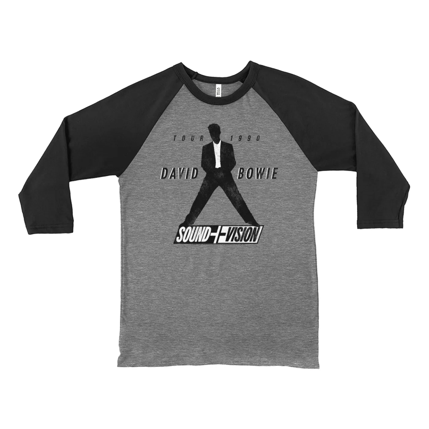 David Bowie 3/4 Sleeve Baseball Tee | 1990 Sound + Vision Tour Logo Image David Bowie Shirt