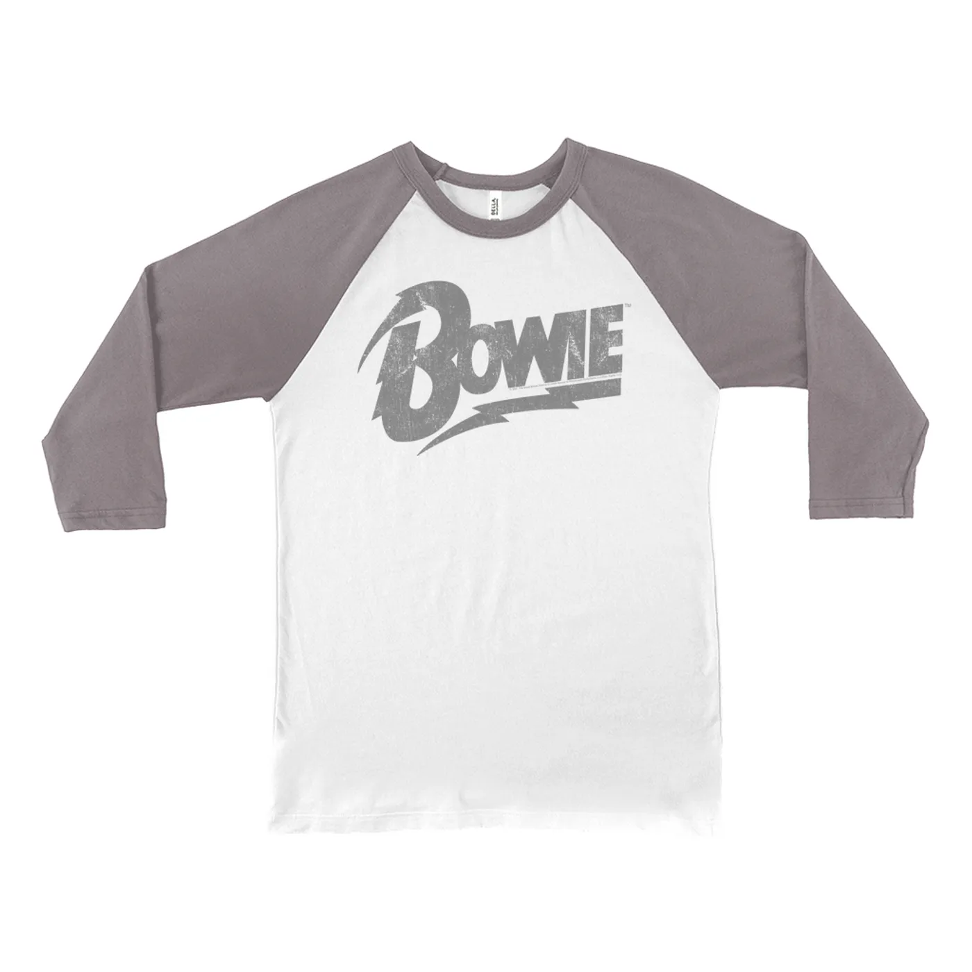 David Bowie 3/4 Sleeve Baseball Tee | Vintage Bowie Silver Logo Distressed David Bowie Shirt