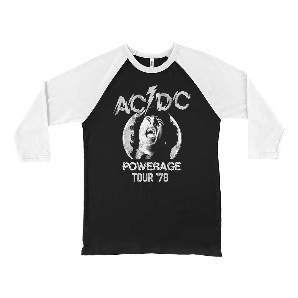3/4 Sleeve Baseball Tee | 1978 Powerage Tour Image Distressed Shirt (Equineop Exclusive)