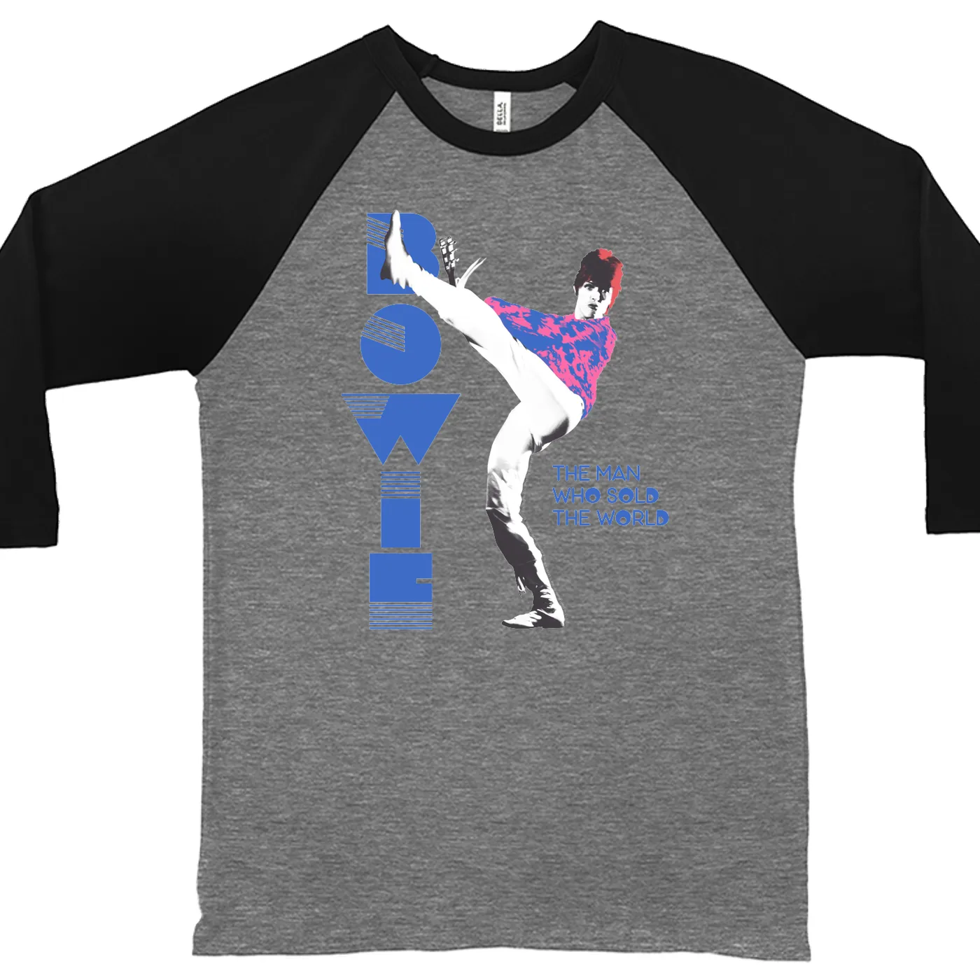 David Bowie 3/4 Sleeve Baseball Tee | The Man Who Sold The World Pastel Design David Bowie Shirt