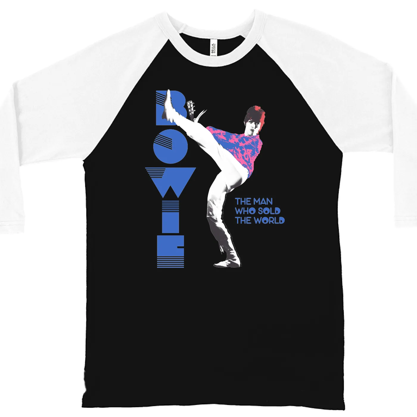 David Bowie 3/4 Sleeve Baseball Tee | The Man Who Sold The World Pastel Design David Bowie Shirt