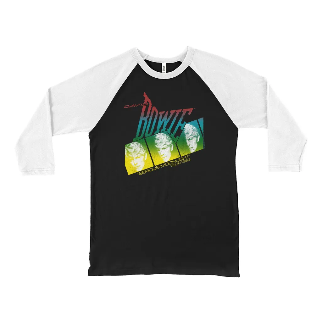 3/4 Sleeve Baseball Tee | Rainbow Ombre Serious Moonlight Concert Distressed Shirt