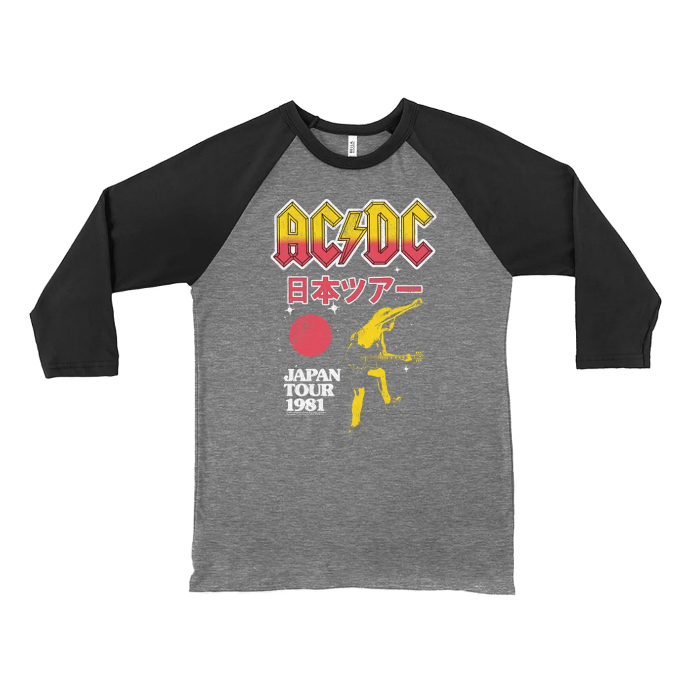 AC/DC 3/4 Sleeve Baseball Tee | 1981 Japan Concert Promotion ACDC Shirt
