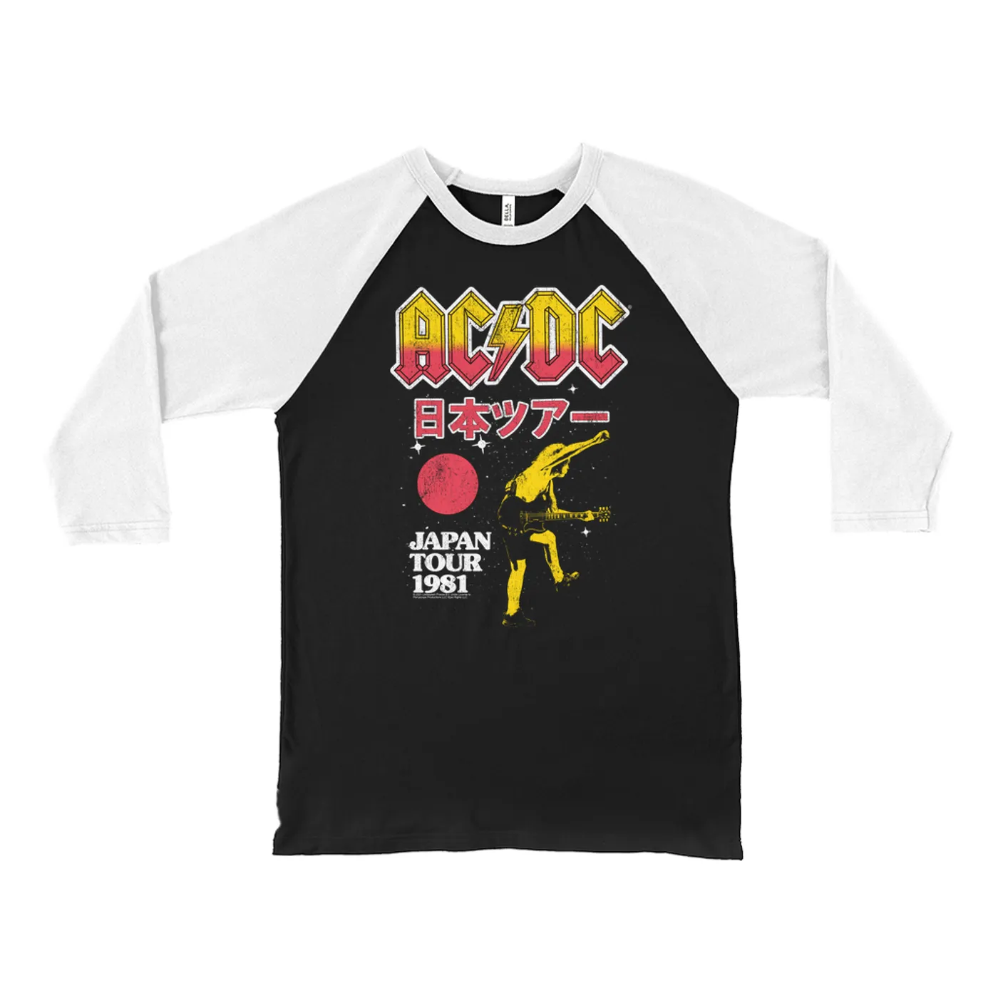 AC/DC 3/4 Sleeve Baseball Tee | 1981 Japan Concert Promotion ACDC Shirt