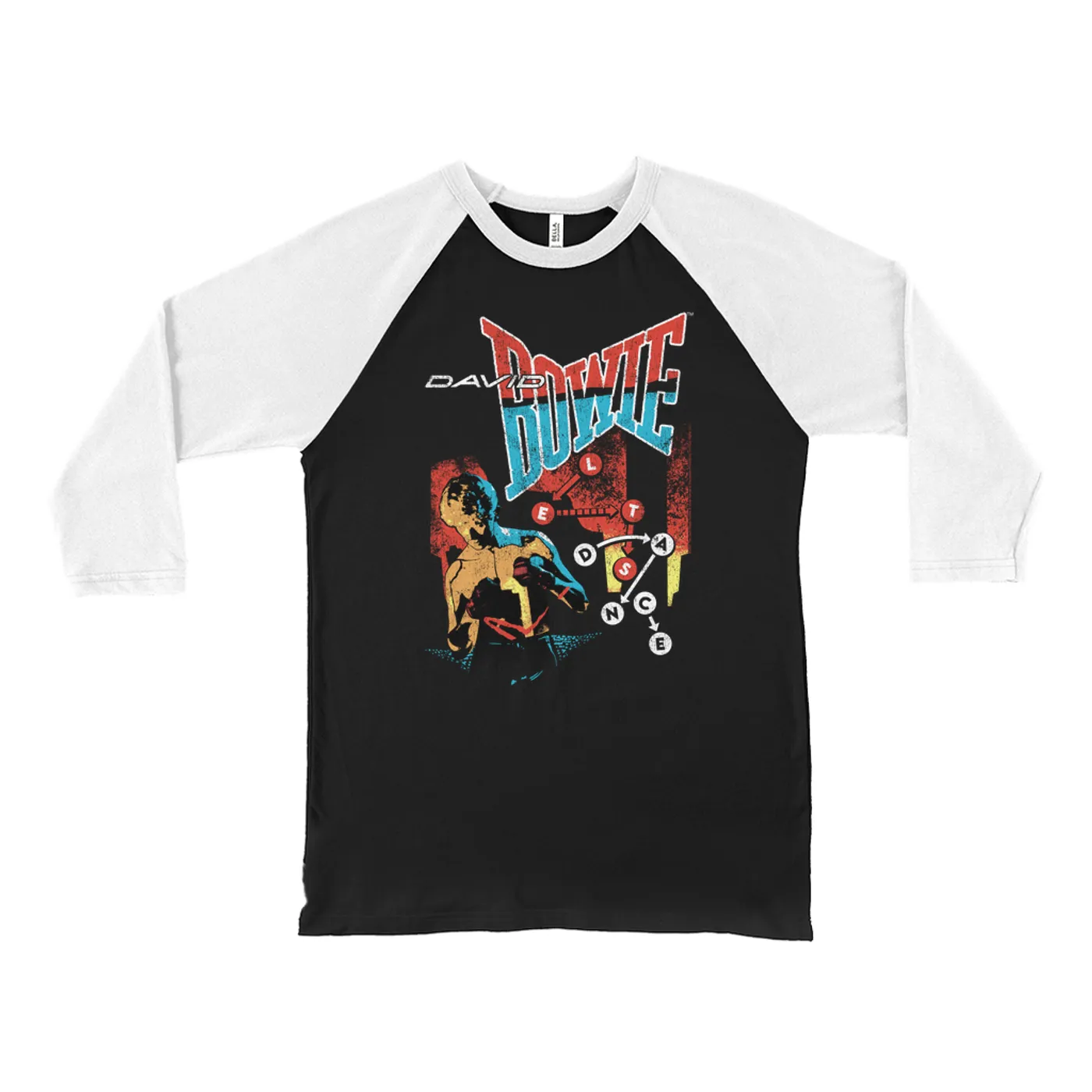 David Bowie 3/4 Sleeve Baseball Tee | Let's Dance Tour Image David Bowie Shirt