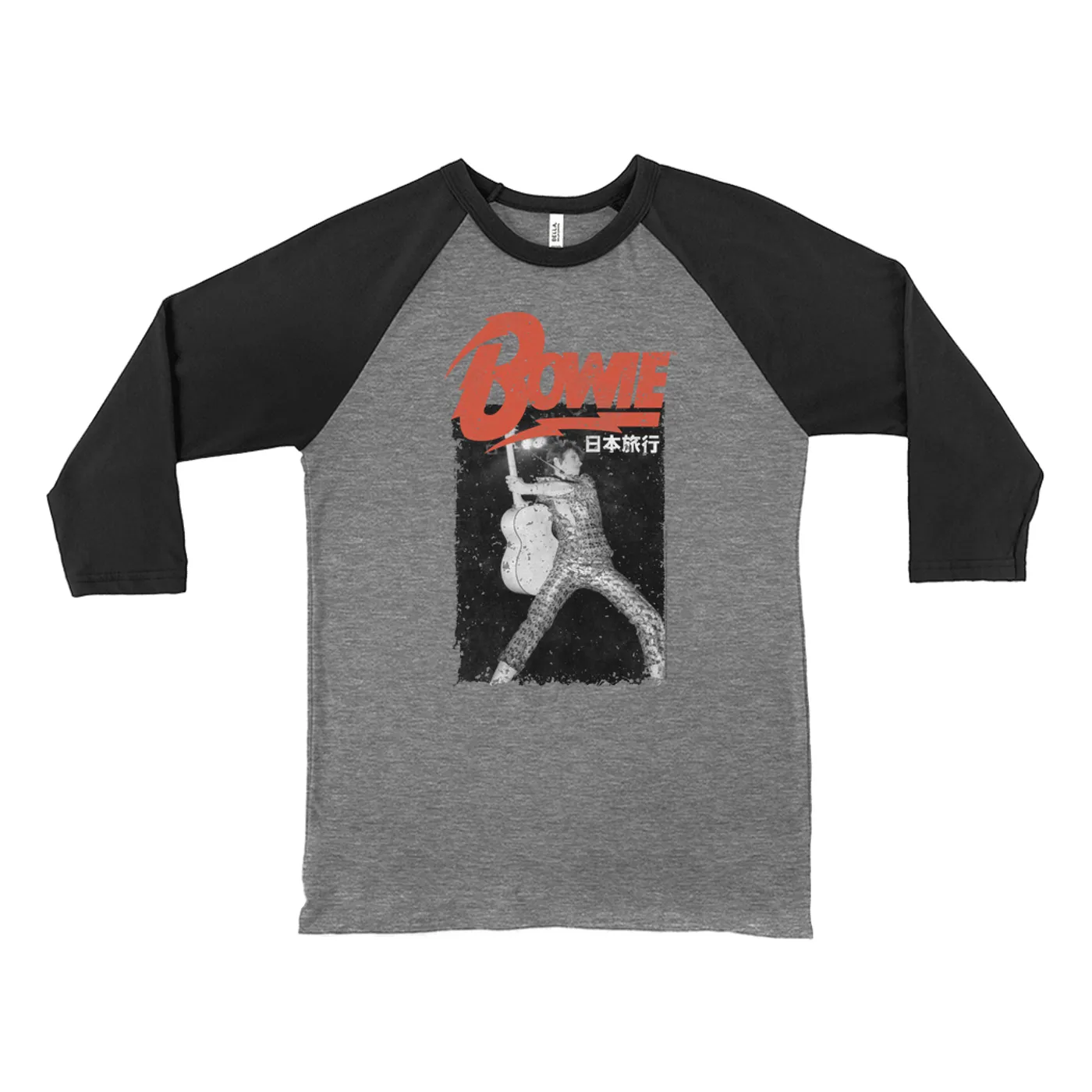 David Bowie 3/4 Sleeve Baseball Tee | Asia Concert Promotion Distressed David Bowie Shirt