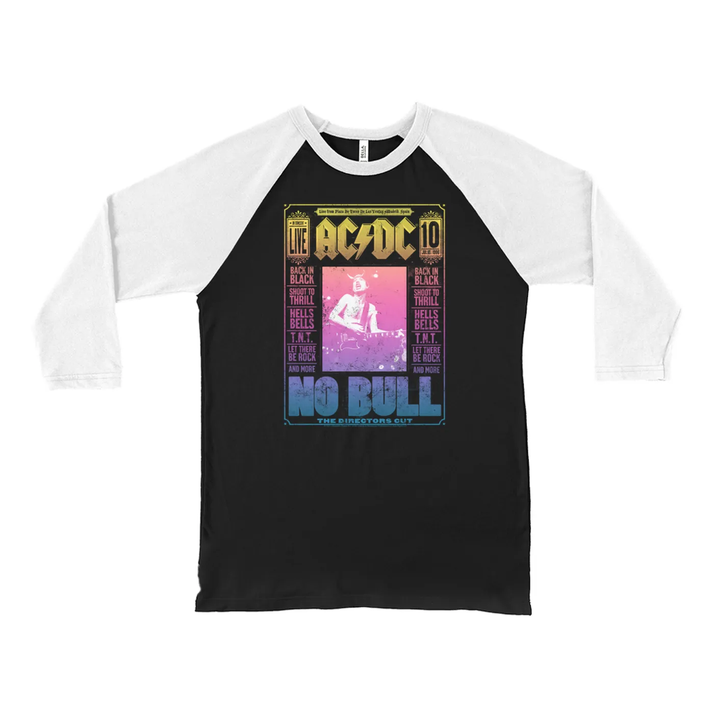 AC/DC Rainbow Ombre "No Bull" Concert Film Poster Baseball Tee (Merchbar Exclusive)