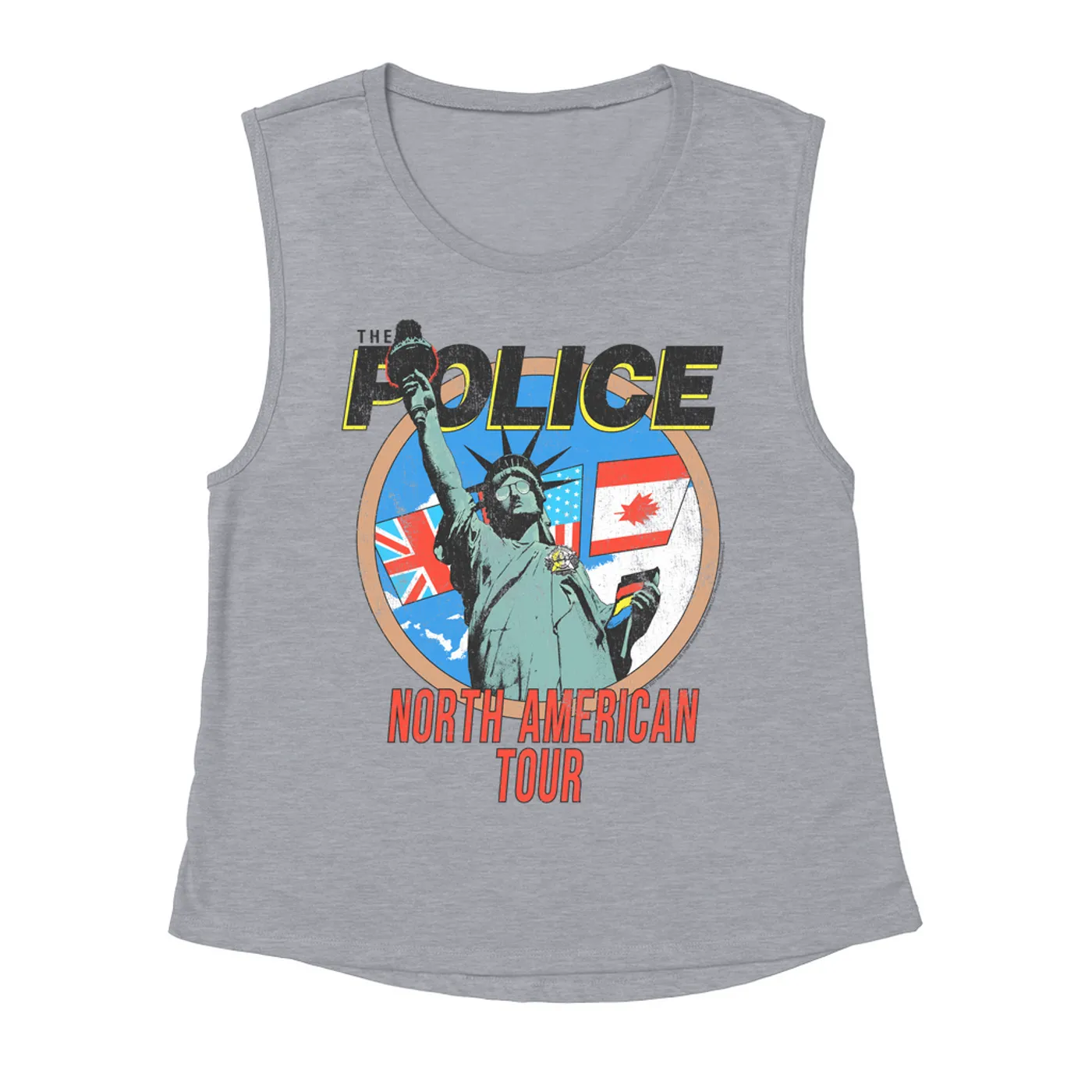 The Police Ladies' Muscle Tank Top | North America 1983 Colorful Concert Promotion Distressed The Police Shirt