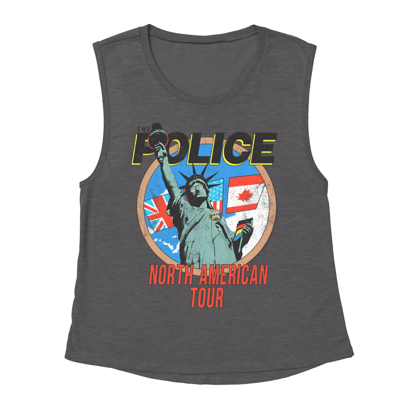 The Police Ladies' Muscle Tank Top | North America 1983 Colorful Concert Promotion Distressed The Police Shirt