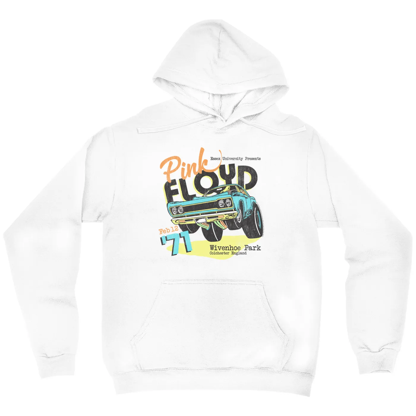 Pink Floyd Hoodie | Essex University Plymouth Roadrunner Concert Promotion Distressed Pink Floyd Hoodie