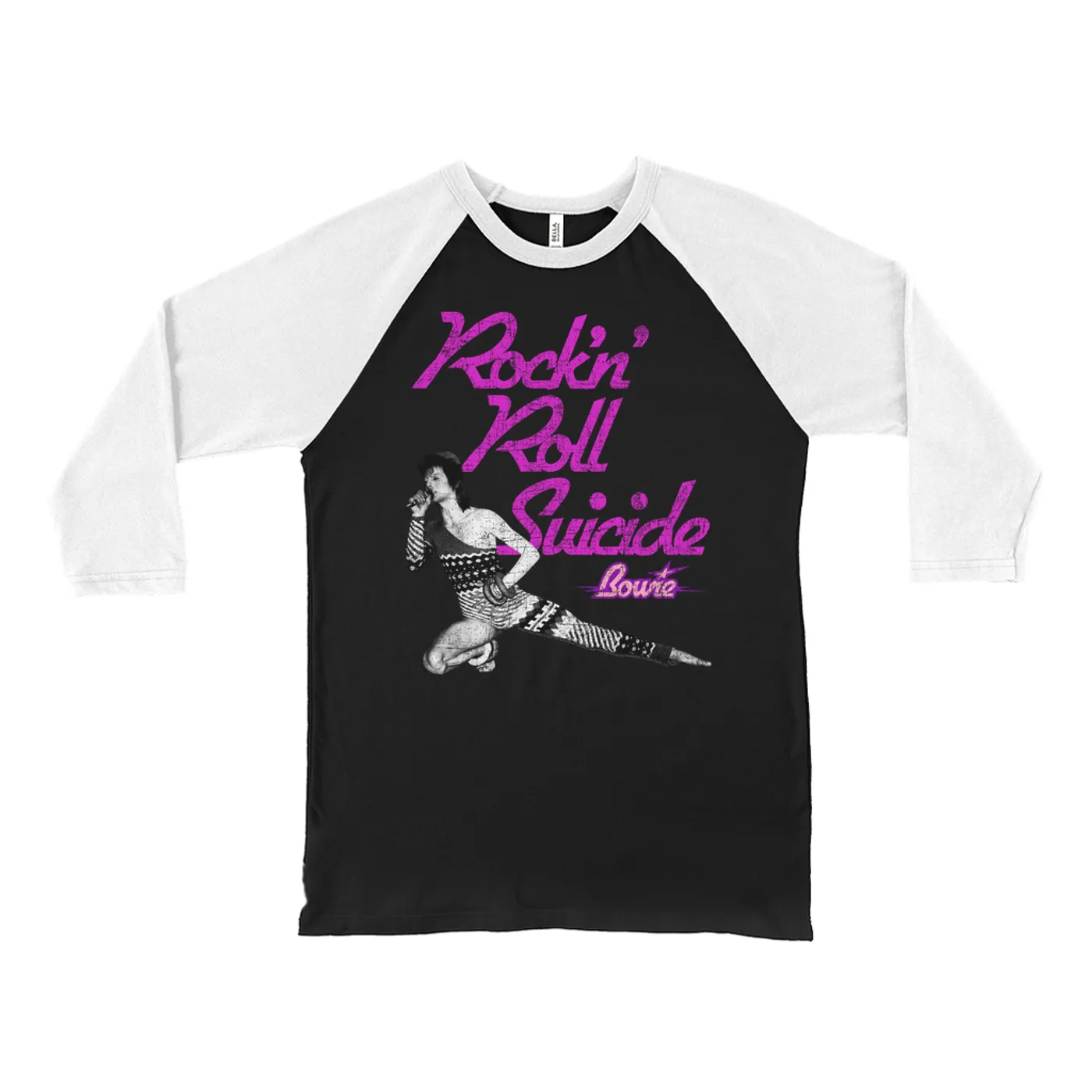 David Bowie 3/4 Sleeve Baseball Tee | Rock N' Roll Suicide Distressed (Merchbar Exclusive) David Bowie Shirt