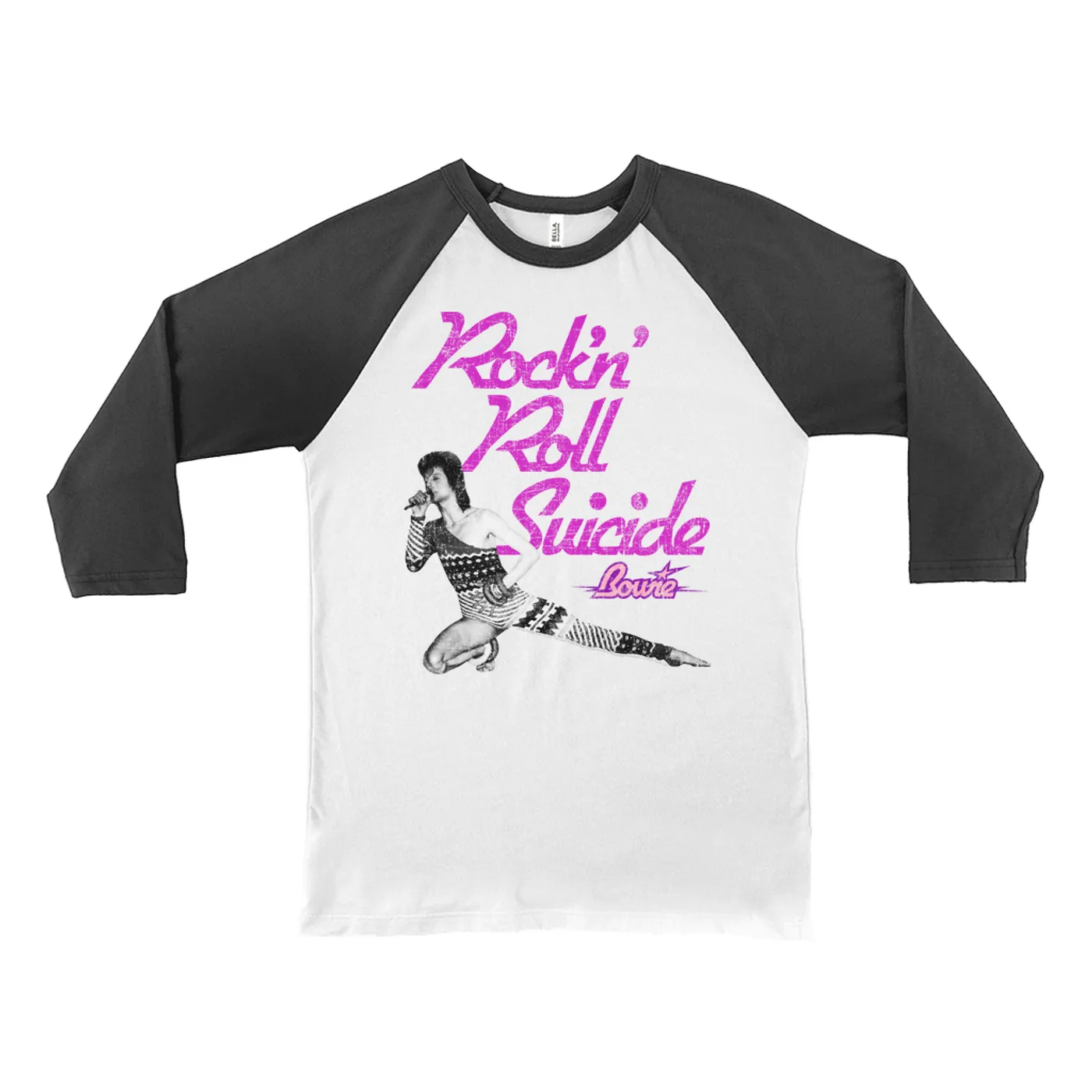 David Bowie 3/4 Sleeve Baseball Tee | Rock N' Roll Suicide Distressed (Merchbar Exclusive) David Bowie Shirt