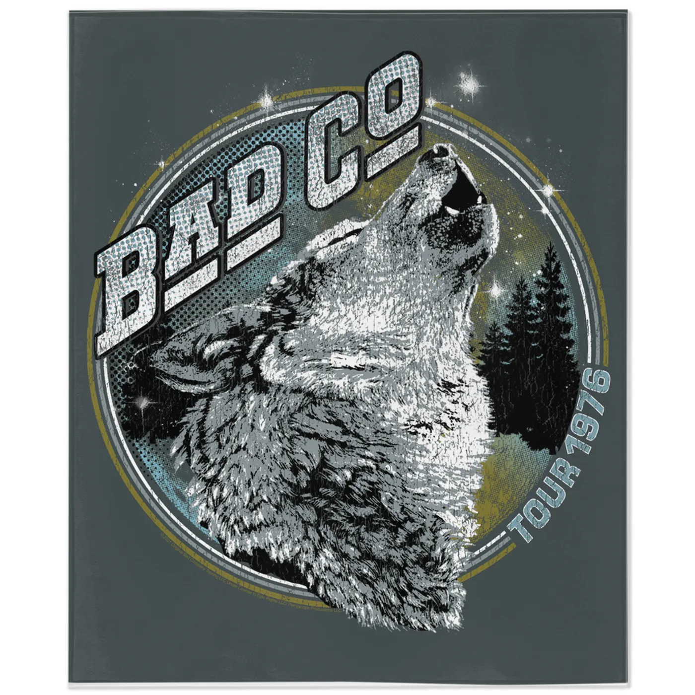 Bad Company Minky Blanket | Wolf Pack Tour 1976 Distressed Bad Company Blanket (Merchbar Exclusive)