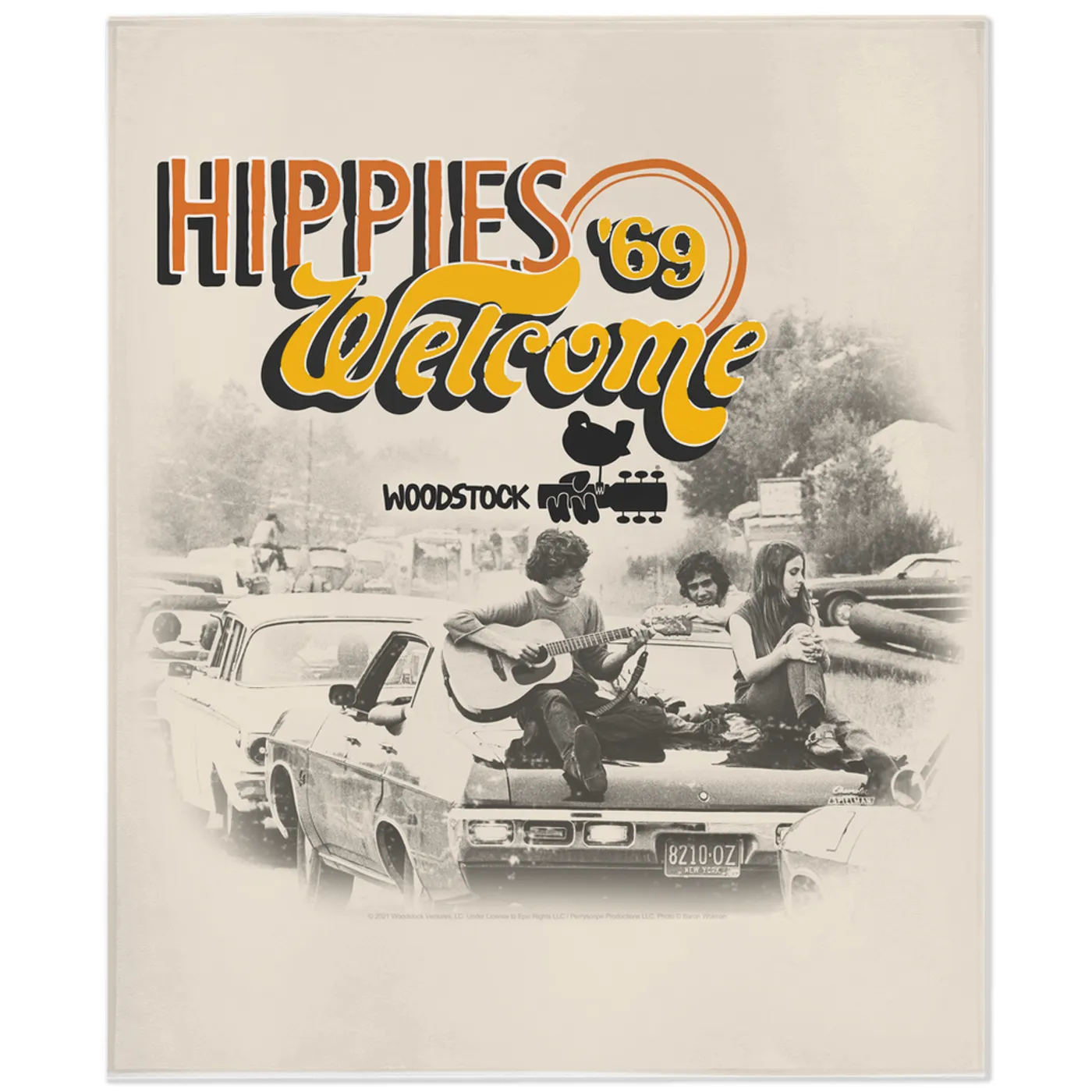Pink Floyd Woodstock Minky Blanket | Hippies Welcome 1969 Woodstock Blanket (Merchbar Exclusive)