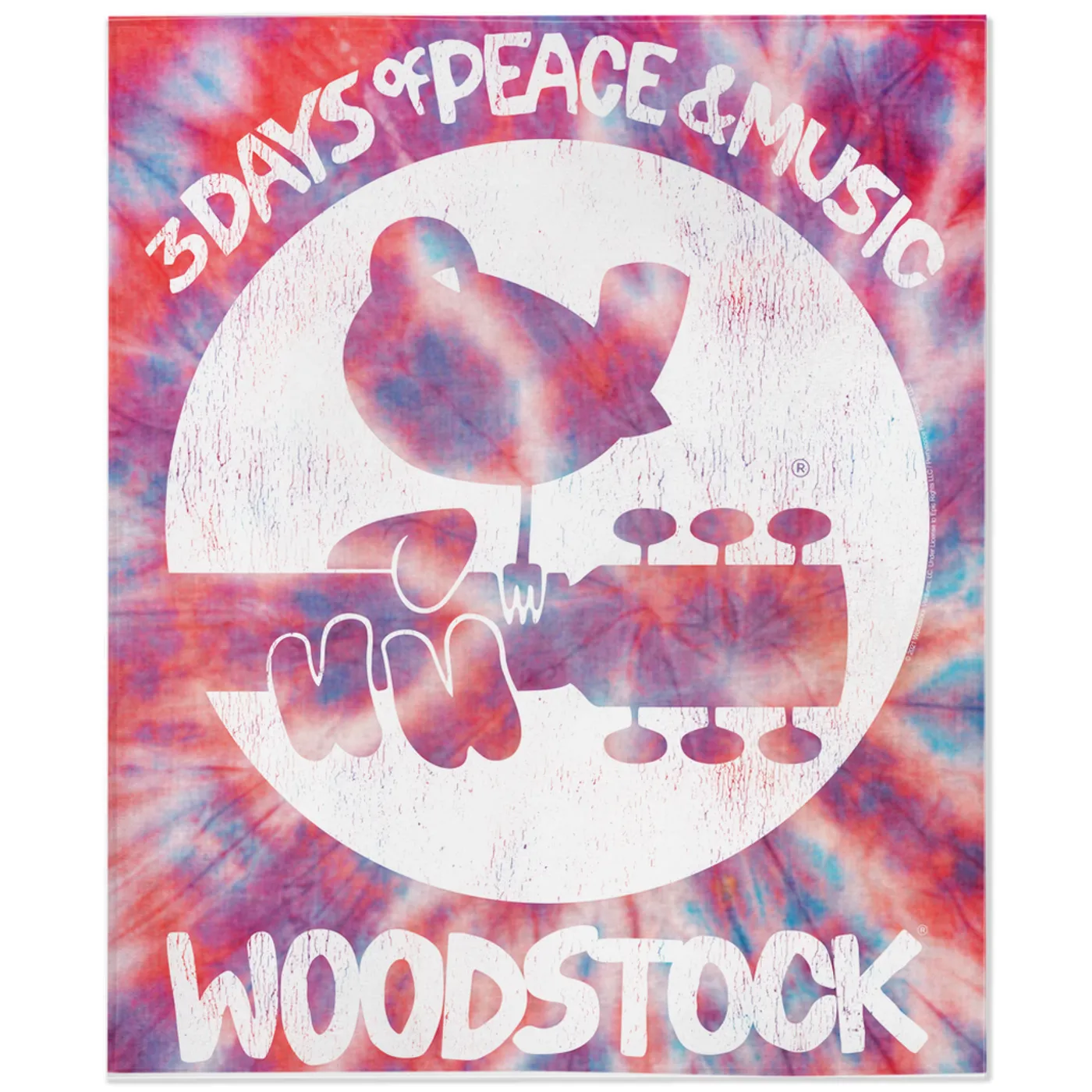 Pink Floyd Woodstock Minky Blanket | Woodstock Bird And Guitar All In White Woodstock Blanket (Merchbar Exclusive)