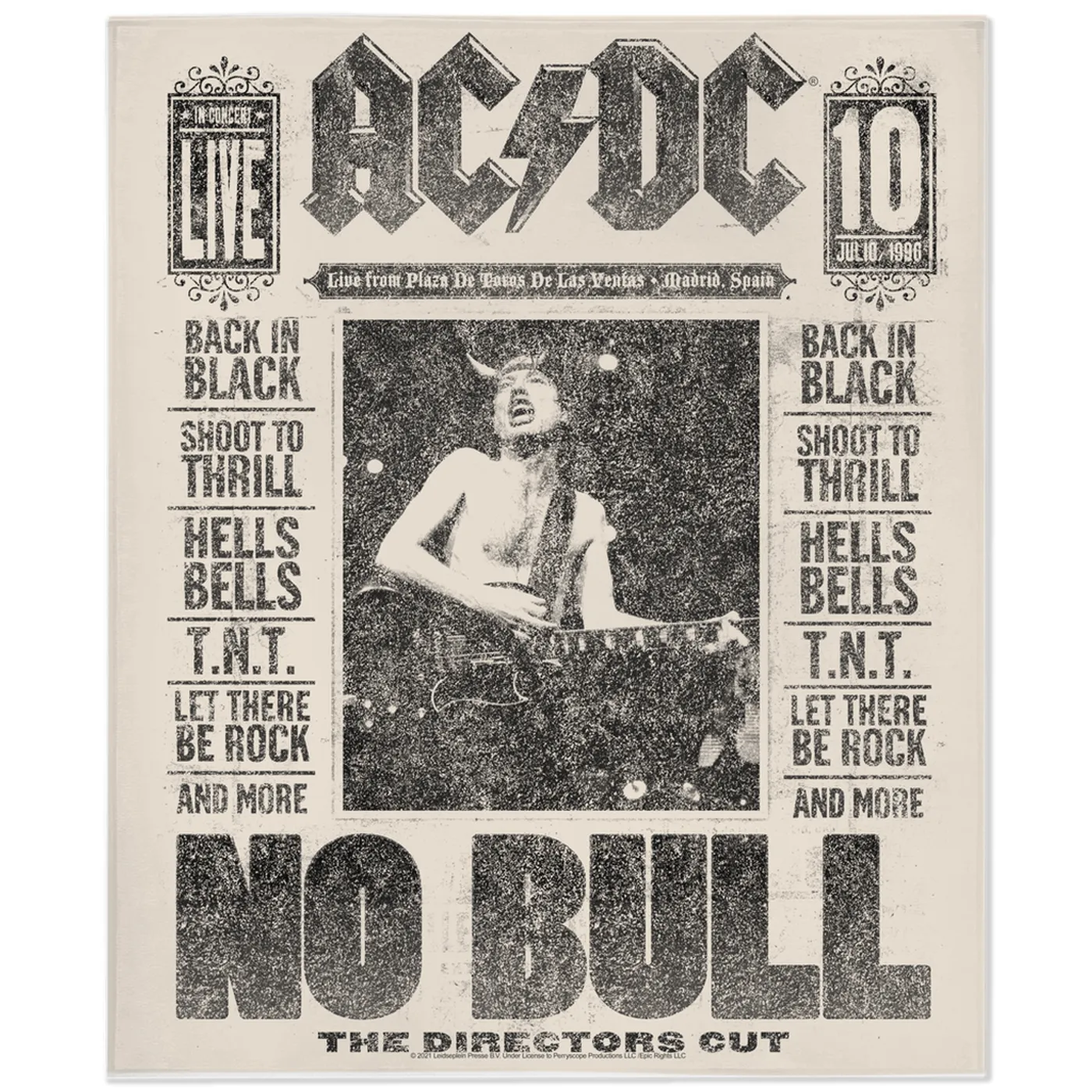 AC/DC Minky Blanket | No Bull Album Cover Design Distressed ACDC Blanket (Merchbar Exclusive)