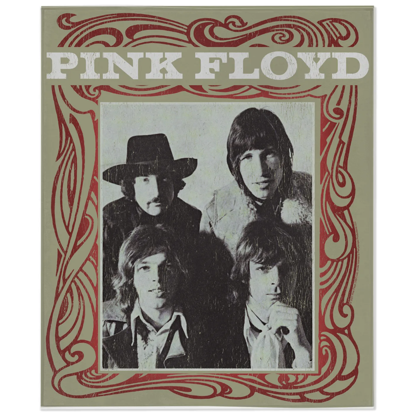 Pink Floyd Minky Blanket | Point Me To The Sky Framed Album Art Distressed Pink Floyd Blanket (Merchbar Exclusive)