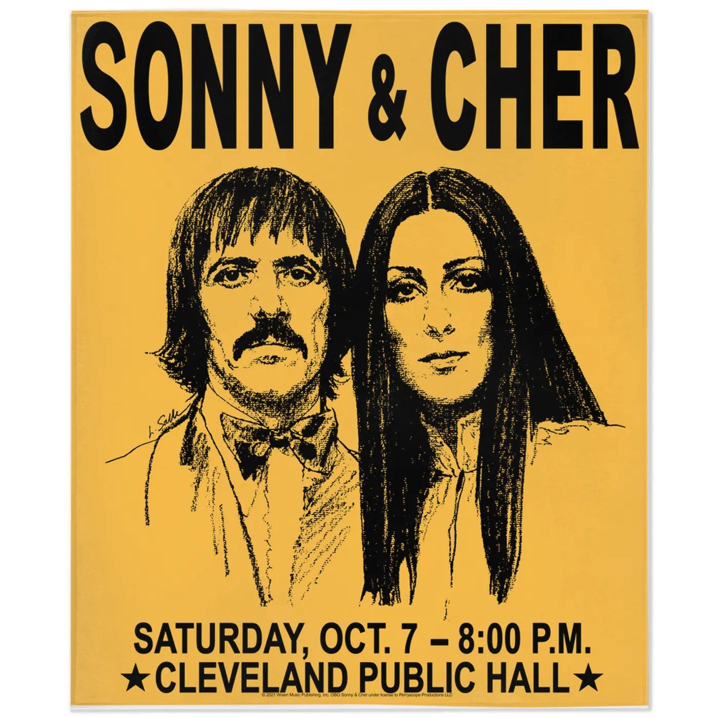 Sonny & Cher Minky Blanket | Cleaveland Hall Concert Poster Sonny and Cher Blanket (Merchbar Exclusive)
