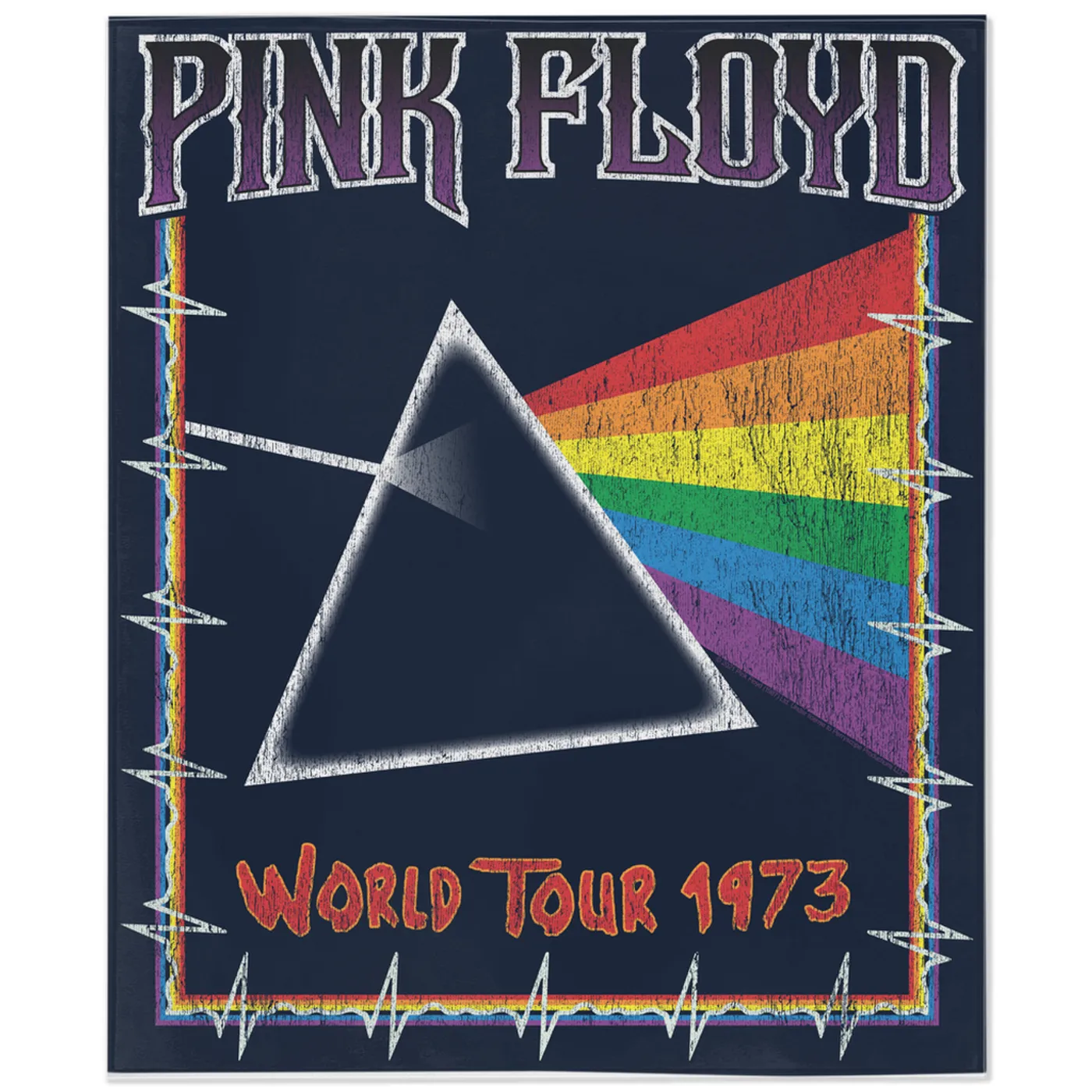 Pink Floyd Minky Blanket | World Tour 1980 Prism Design Distressed Pink Floyd Blanket (Merchbar Exclusive)