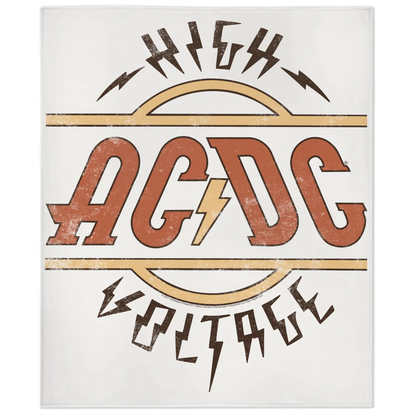 AC/DC Minky Blanket | Retro Colored High Voltage Design Distressed Blanket (Merchbar Exclusive)