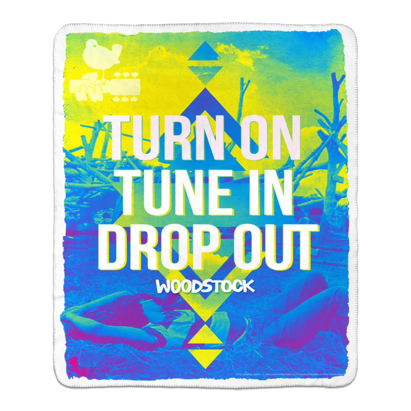 Woodstock Sherpa Blanket | Turn On Tune In Drop Out Design Woodstock Blanket (Merchbar Exclusive)