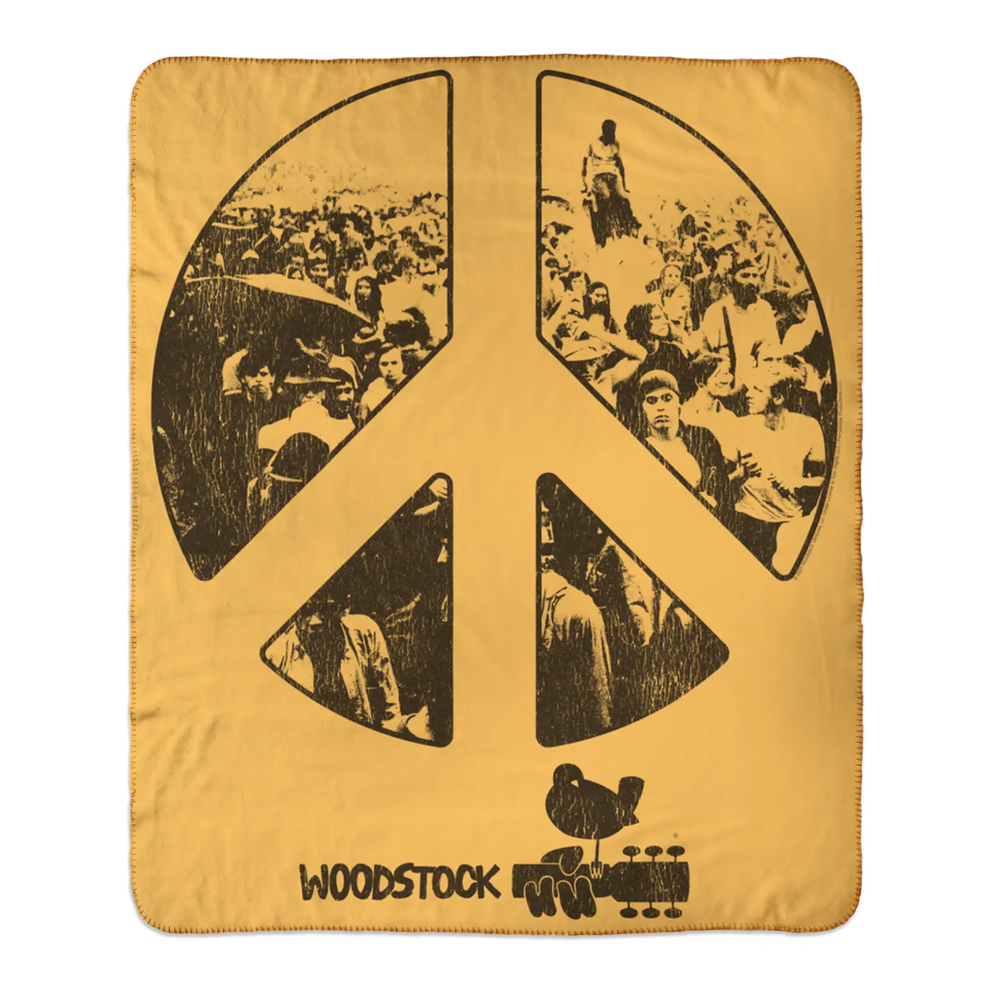 Woodstock Sherpa Blanket | Crowd Photo Peace Sign Woodstock Blanket (Merchbar Exclusive)