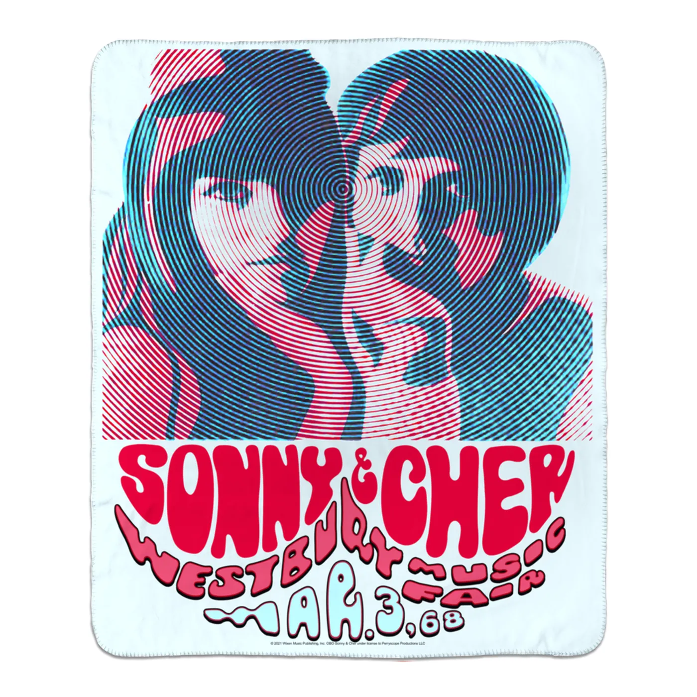 Sonny & Cher Sherpa Blanket | Westbury Music Fair Red Psychedelic Flyer Sonny and Cher Blanket (Merchbar Exclusive)