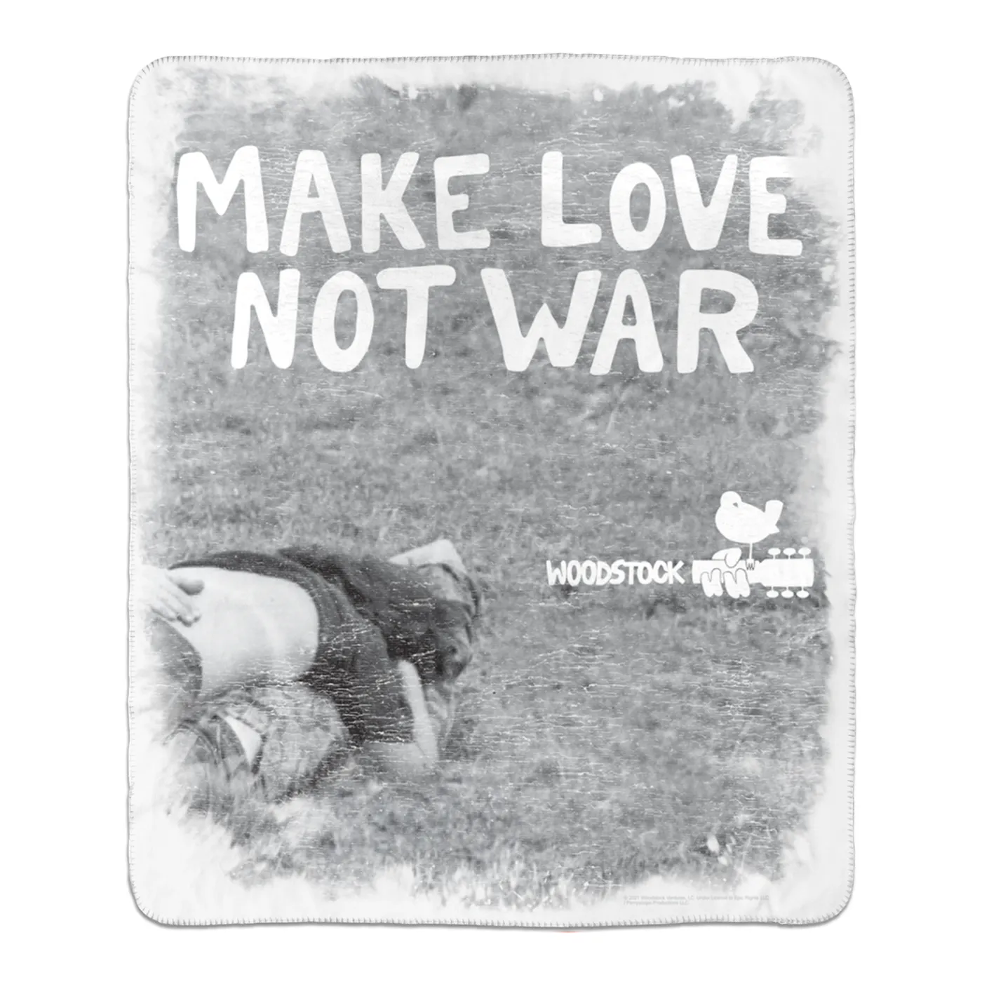 Woodstock Sherpa Blanket | Make Love Not War Famous Image Distressed Woodstock Blanket (Merchbar Exclusive)