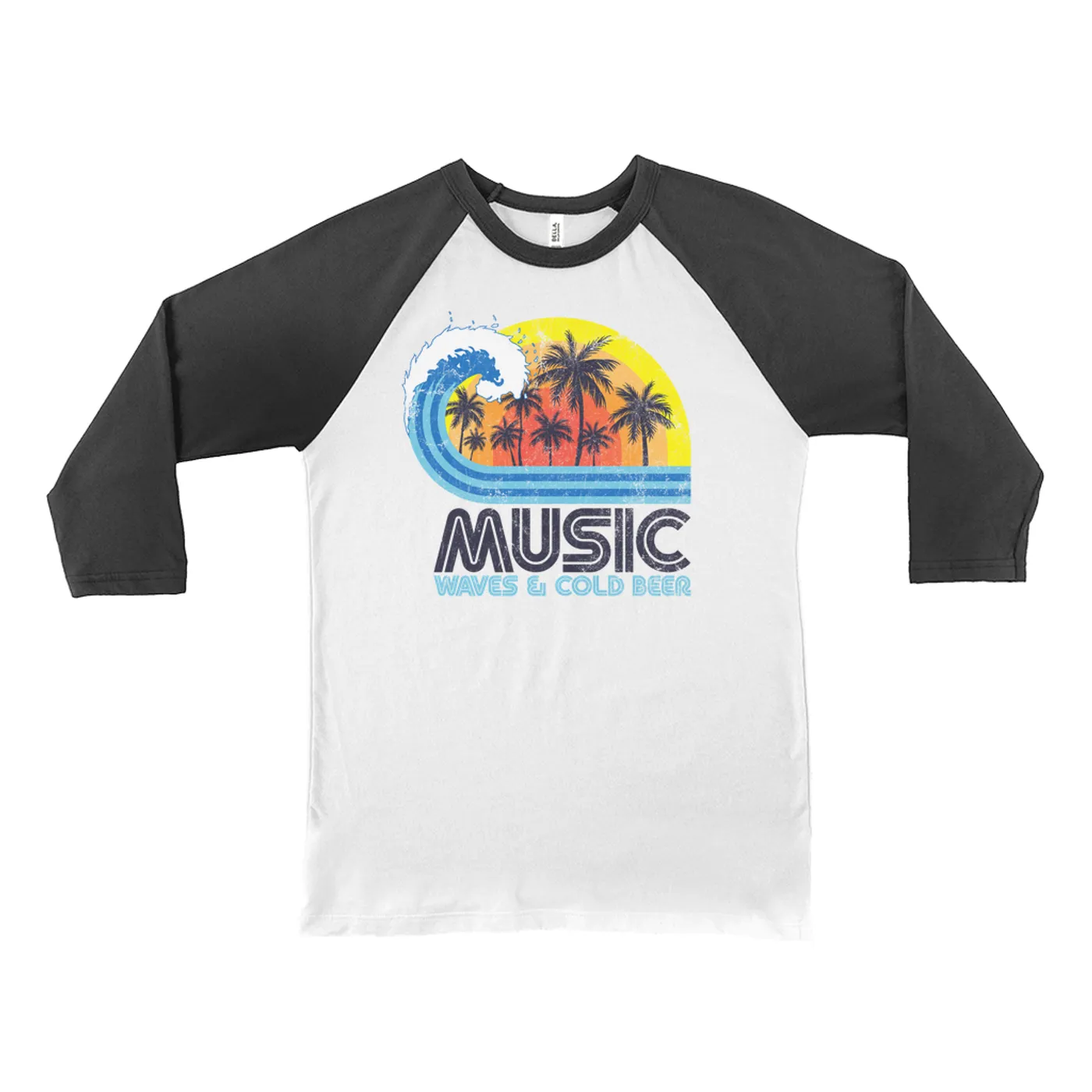 Merchbar Music Life 3/4 Sleeve Baseball Tee | Music, Waves & Beer Merchbar Music Life Shirt