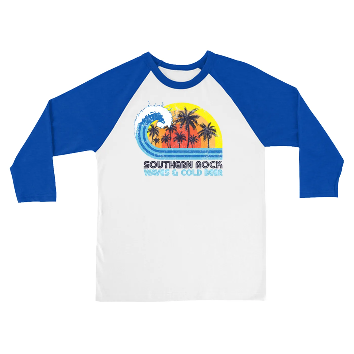 Music Life - Southern Rock Merchbar Music Life 3/4 Sleeve Baseball Tee | Southern Rock, Waves & Beer Merchbar Music Life Shirt