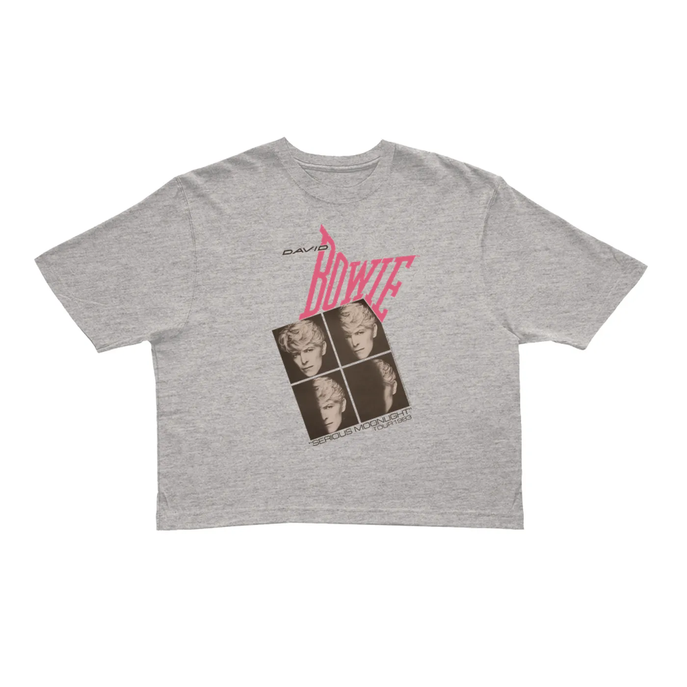 David Bowie Ladies' Crop Tee | Serious Moonlight 1983 Concert Tour Poster Pink David Bowie Crop T-shirt