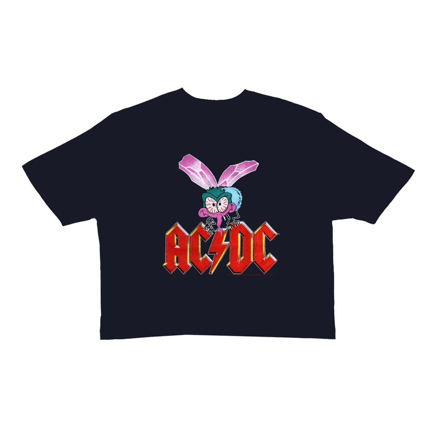 AC/DC Ladies' Crop Tee | Fly On The Wall Concert Tour Poster ACDC Crop T-shirt