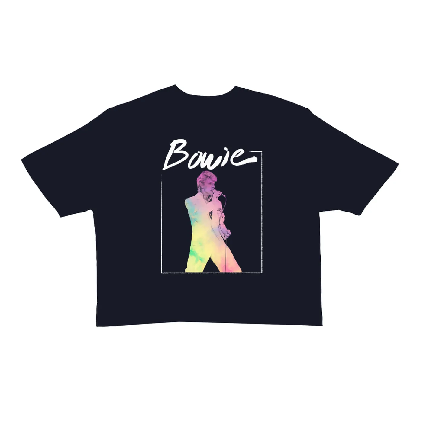David Bowie Ladies' Crop Tee | Bowie 1983 Concert In Pastels David Bowie Crop T-shirt