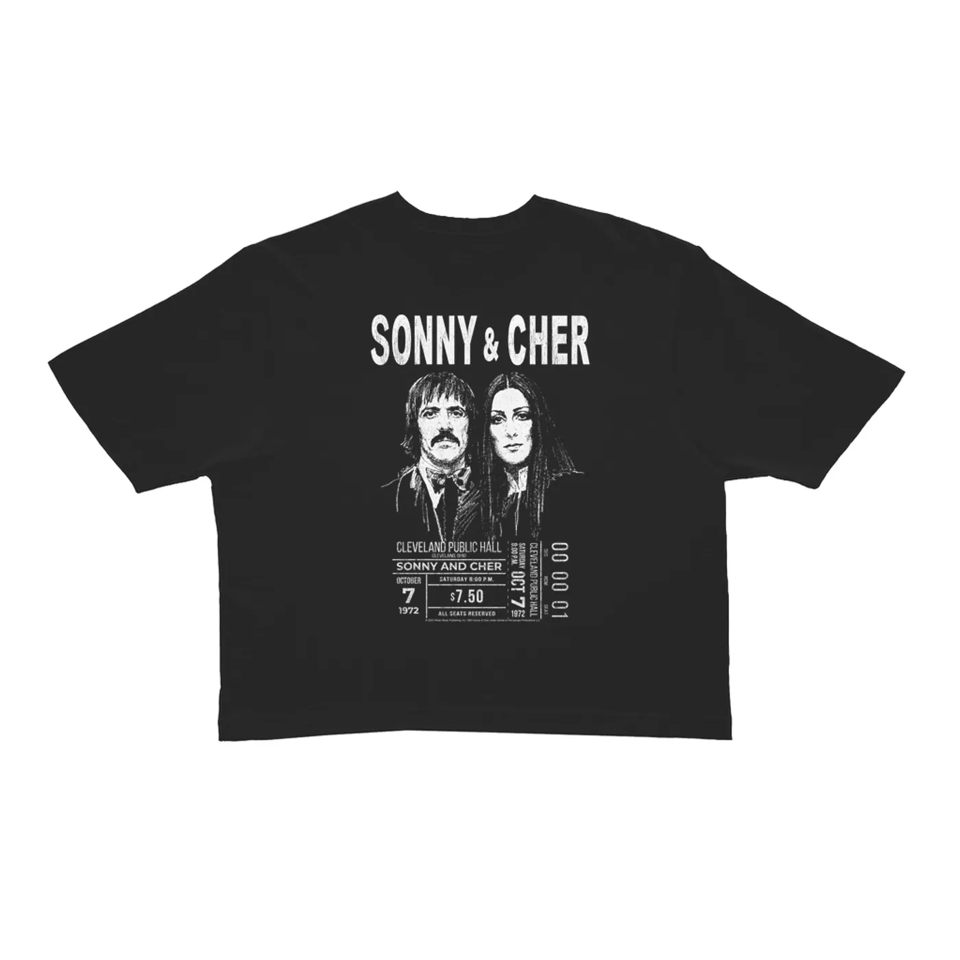 Sonny & Cher Ladies' Crop Tee | Cleaveland Hall Concert Ticket Stub Sonny and Cher Crop T-shirt