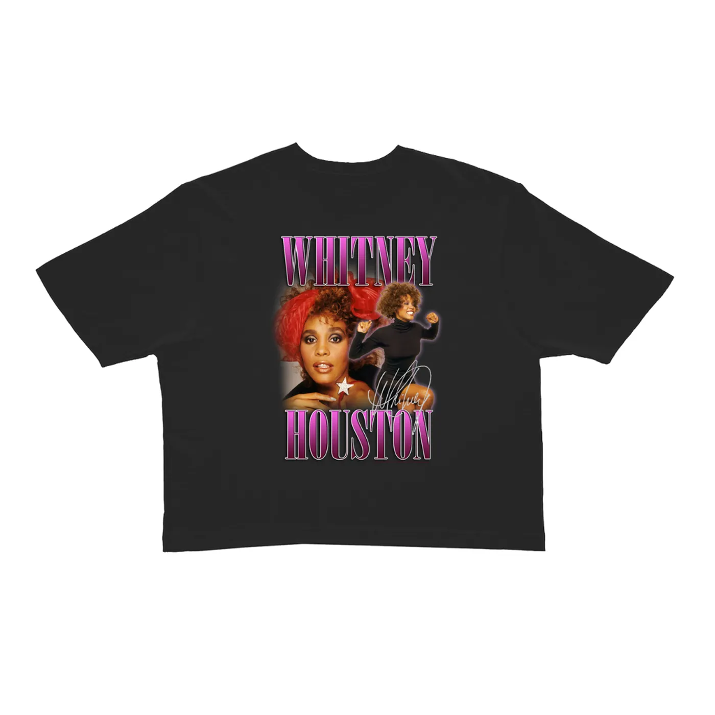 Whitney Houston Ladies' Crop Tee | Whitney Houston Purple Collage Design Whitney Houston Crop T-shirt