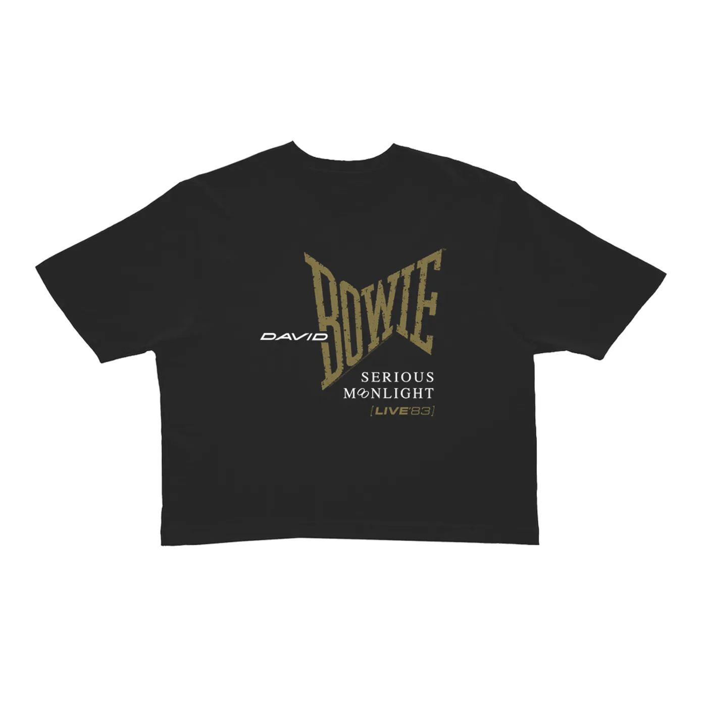 David Bowie Ladies' Crop Tee | 1983 Serious Moonlight Tour Logo David Bowie Crop T-shirt