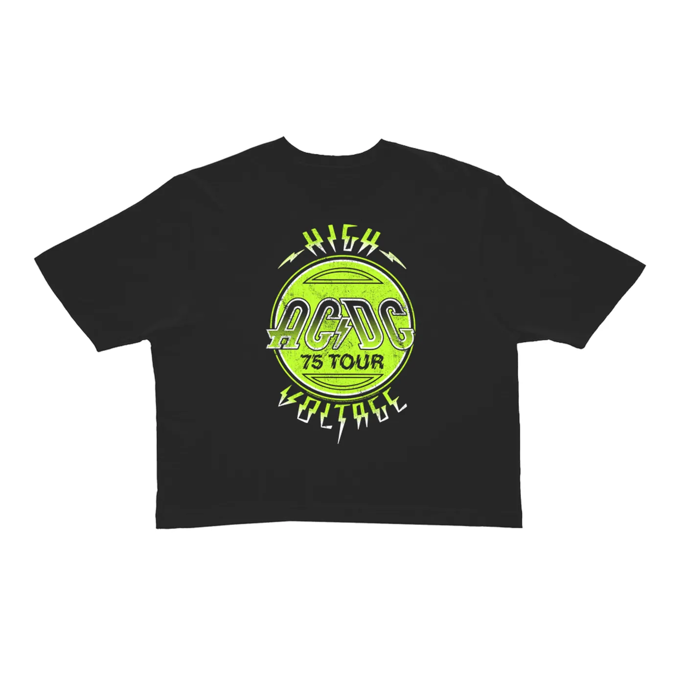 AC/DC Ladies' Crop Tee | Electric Green High Voltage Design ACDC Crop T-shirt