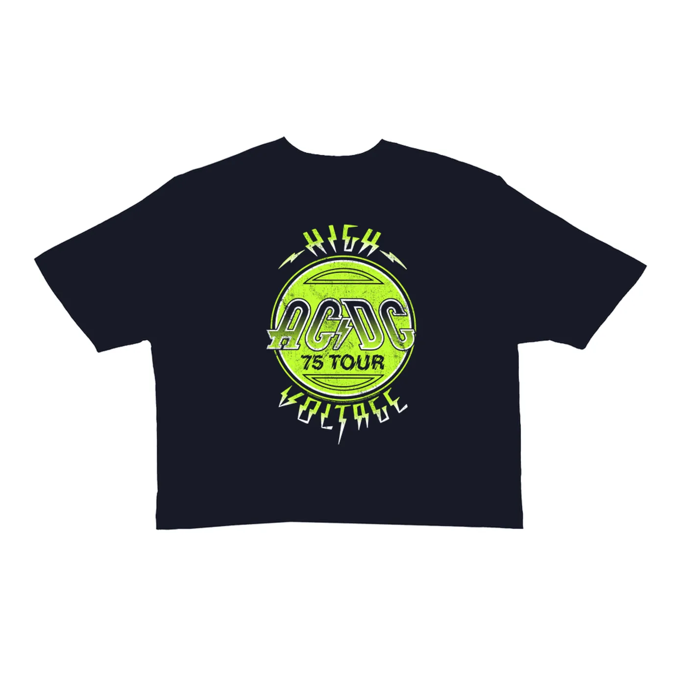 AC/DC Ladies' Crop Tee | Electric Green High Voltage Design ACDC Crop T-shirt
