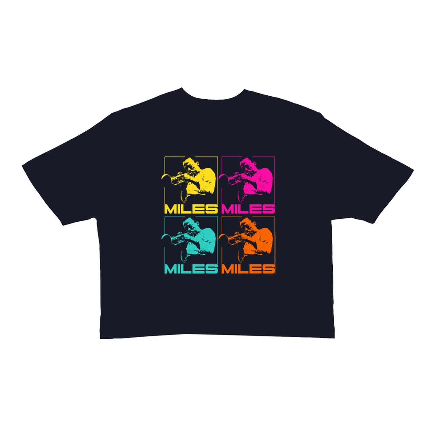 Miles Davis Ladies' Crop Tee | Miles Playing Trumpet Pop Art Design Miles Davis Crop T-shirt