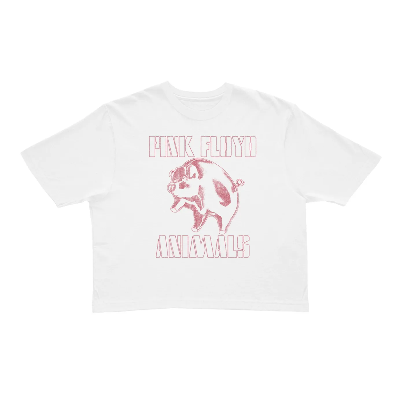 Pink Floyd Ladies' Crop Tee | Pink Distressed 1978 NYC In The Flesh Concert Pink Floyd Crop T-shirt