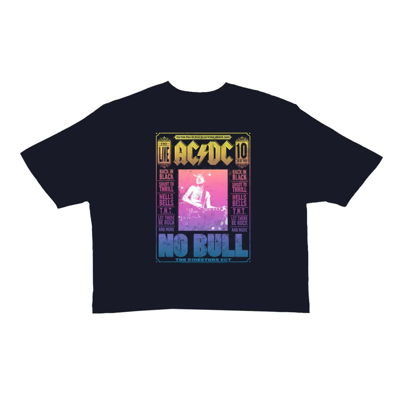AC/DC Ladies' Crop Tee | Rainbow Ombre No Bull Cover ACDC Crop T-shirt