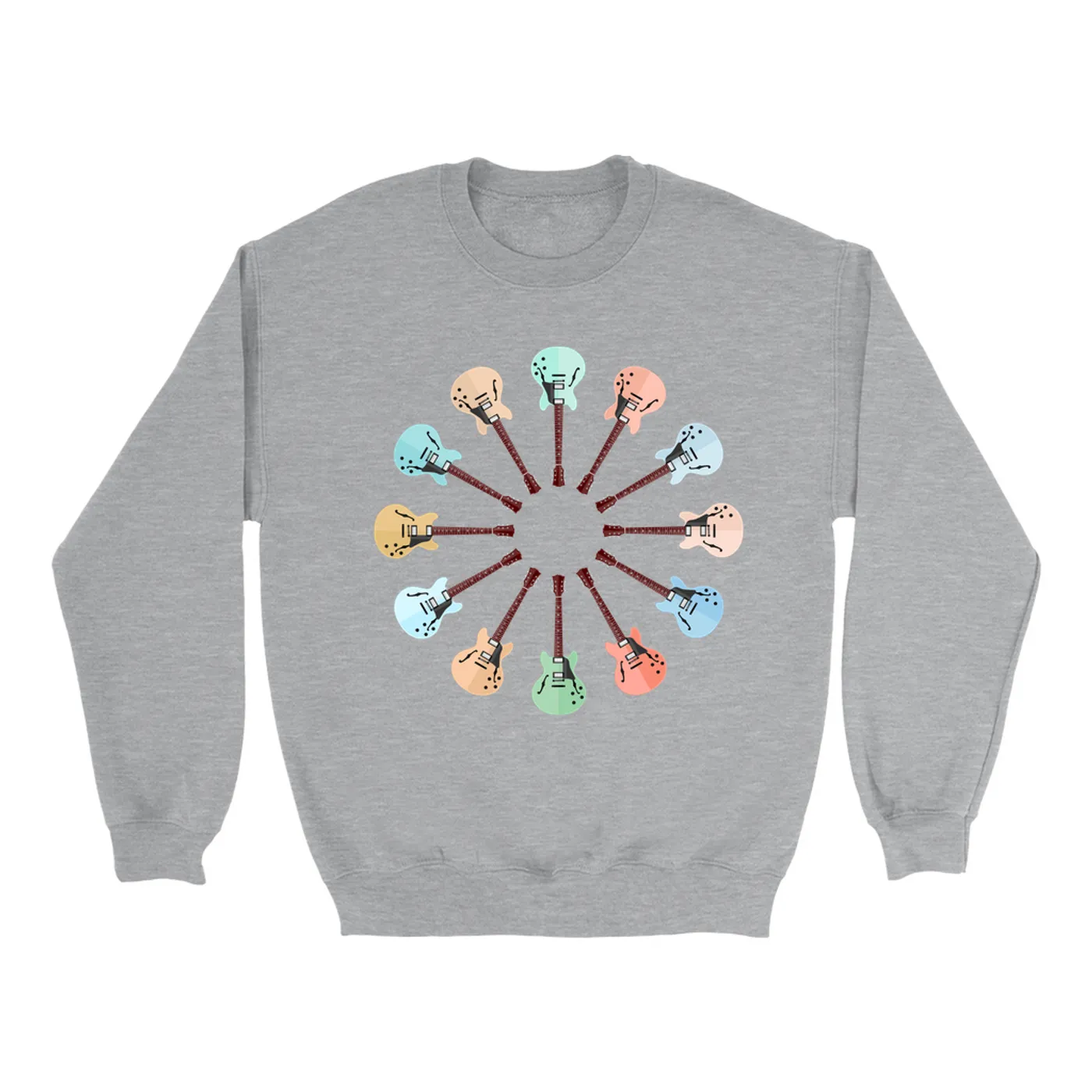 Music Life - Guitar Merchbar Music Life Sweatshirt | Deluxe Coupe Hollow-Body Electric Guitar Color Wheel Merchbar Music Life Sweatshirt