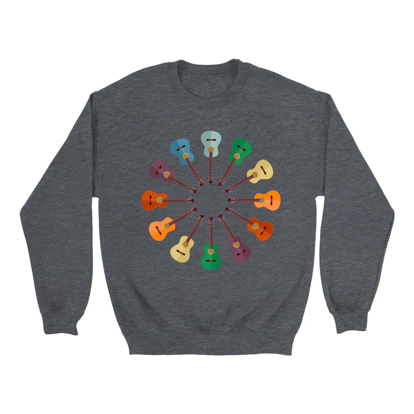 Music Life - Guitar Merchbar Music Life Sweatshirt | Classical Guitar Retro Rainbow Color Wheel Merchbar Music Life Sweatshirt
