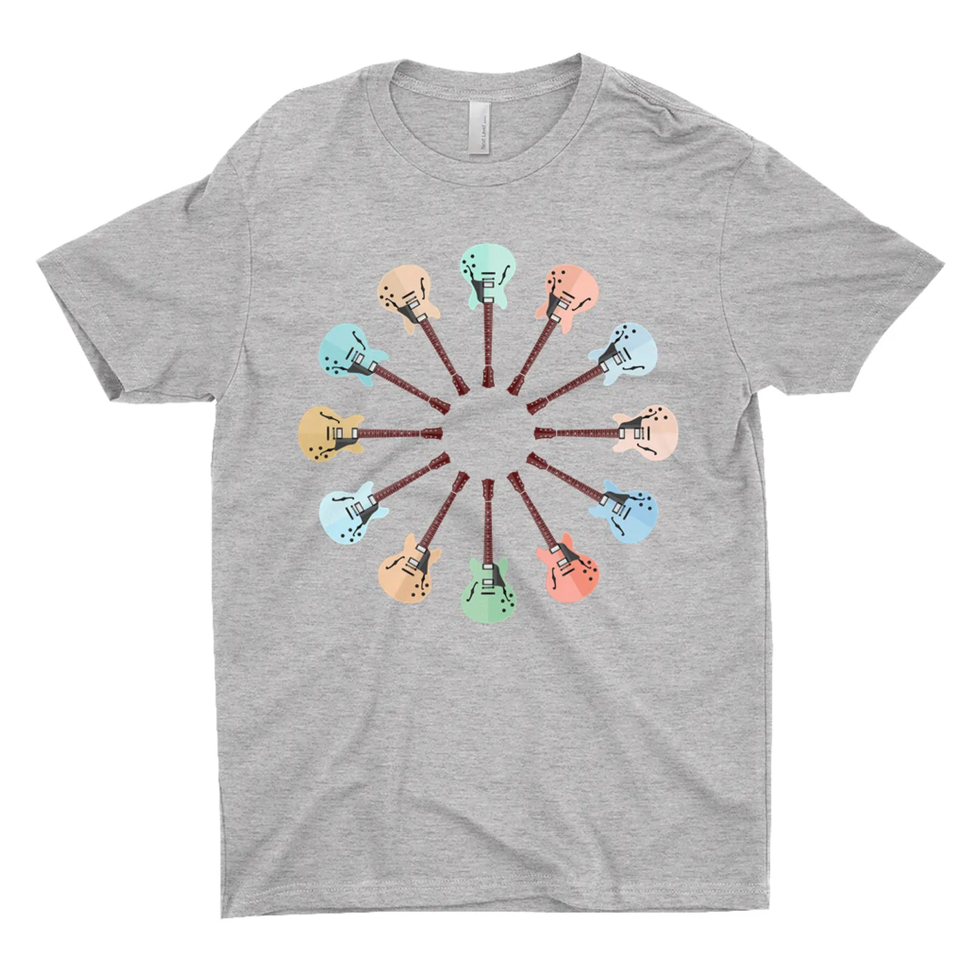 Music Life - Guitar Merchbar Music Life T-Shirt | Deluxe Coupe Hollow-Body Electric Guitar Color Wheel Merchbar Music Life Shirt