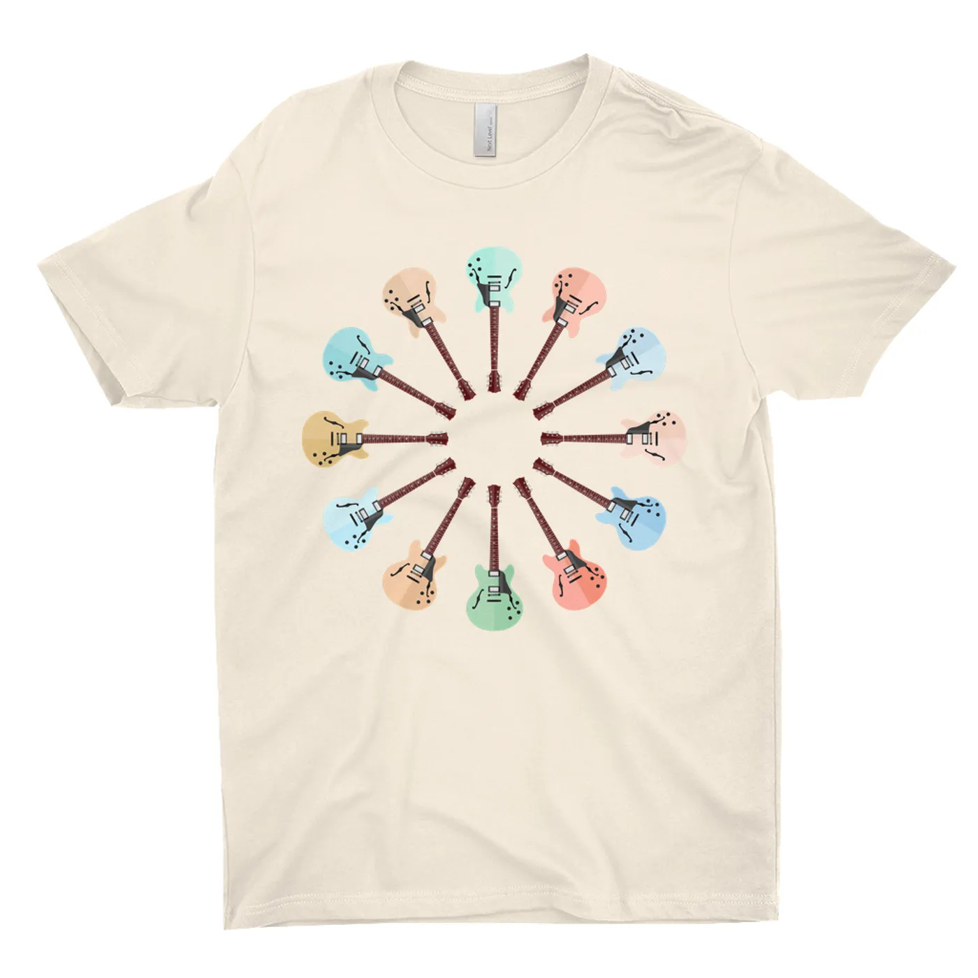 Music Life - Guitar Merchbar Music Life T-Shirt | Deluxe Coupe Hollow-Body Electric Guitar Color Wheel Merchbar Music Life Shirt