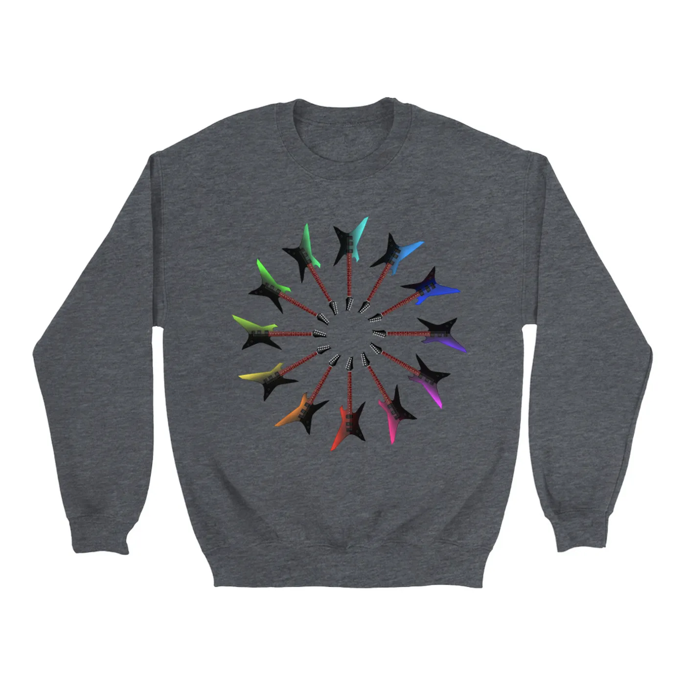 Music Life - Guitar Merchbar Music Life Sweatshirt | Shred-Banger Dark Neon Color Wheel Merchbar Music Life Sweatshirt