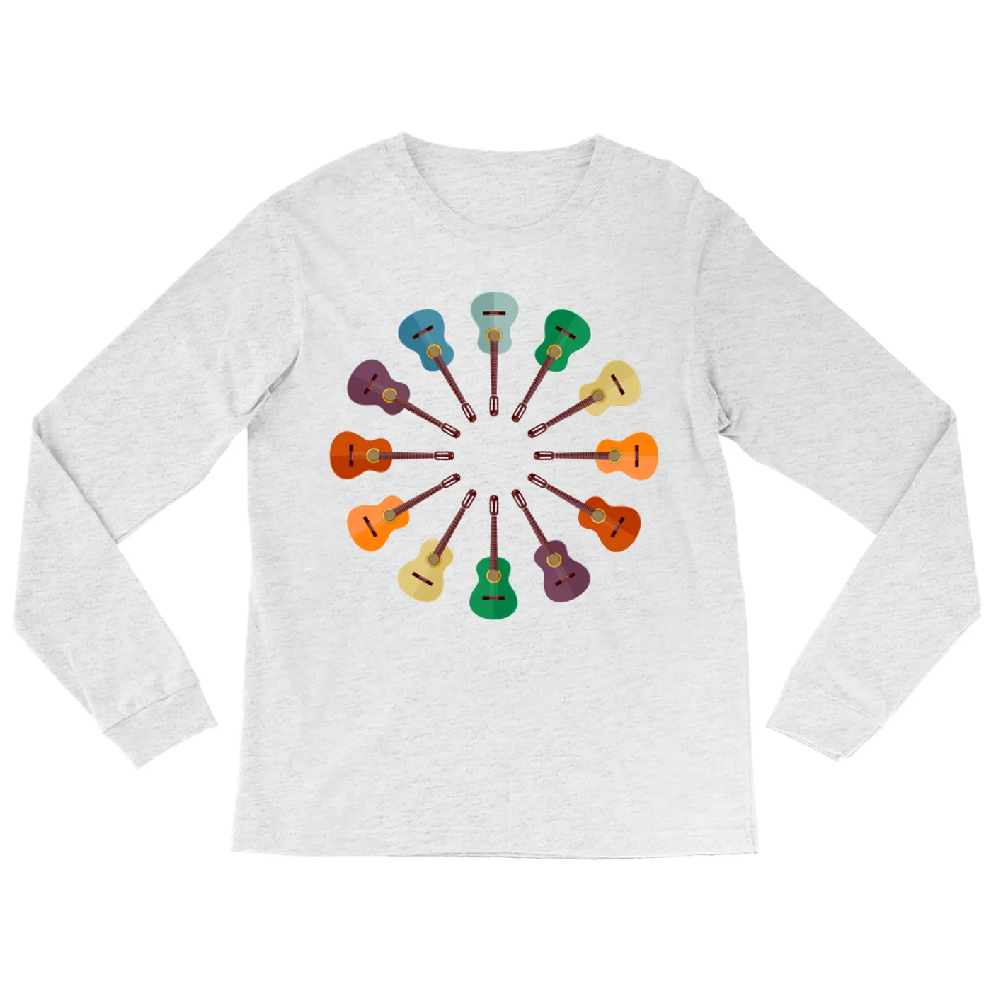 Music Life - Guitar Merchbar Music Life Long Sleeve Shirt | Classical Guitar Retro Rainbow Color Wheel Merchbar Music Life Shirt