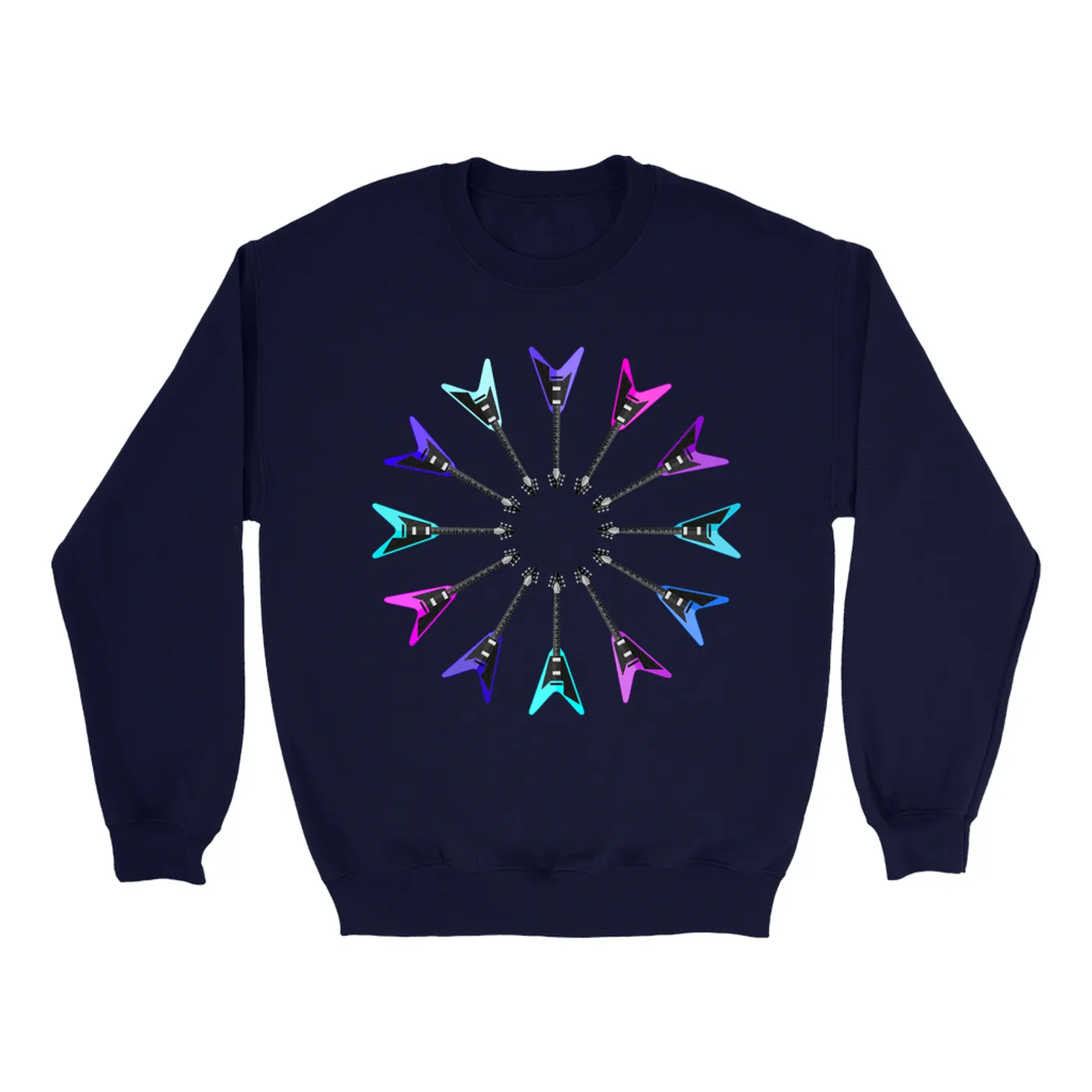 Music Life - Guitar Merchbar Music Life Sweatshirt | Flying Formation Electric Blue Color Wheel Merchbar Music Life Sweatshirt