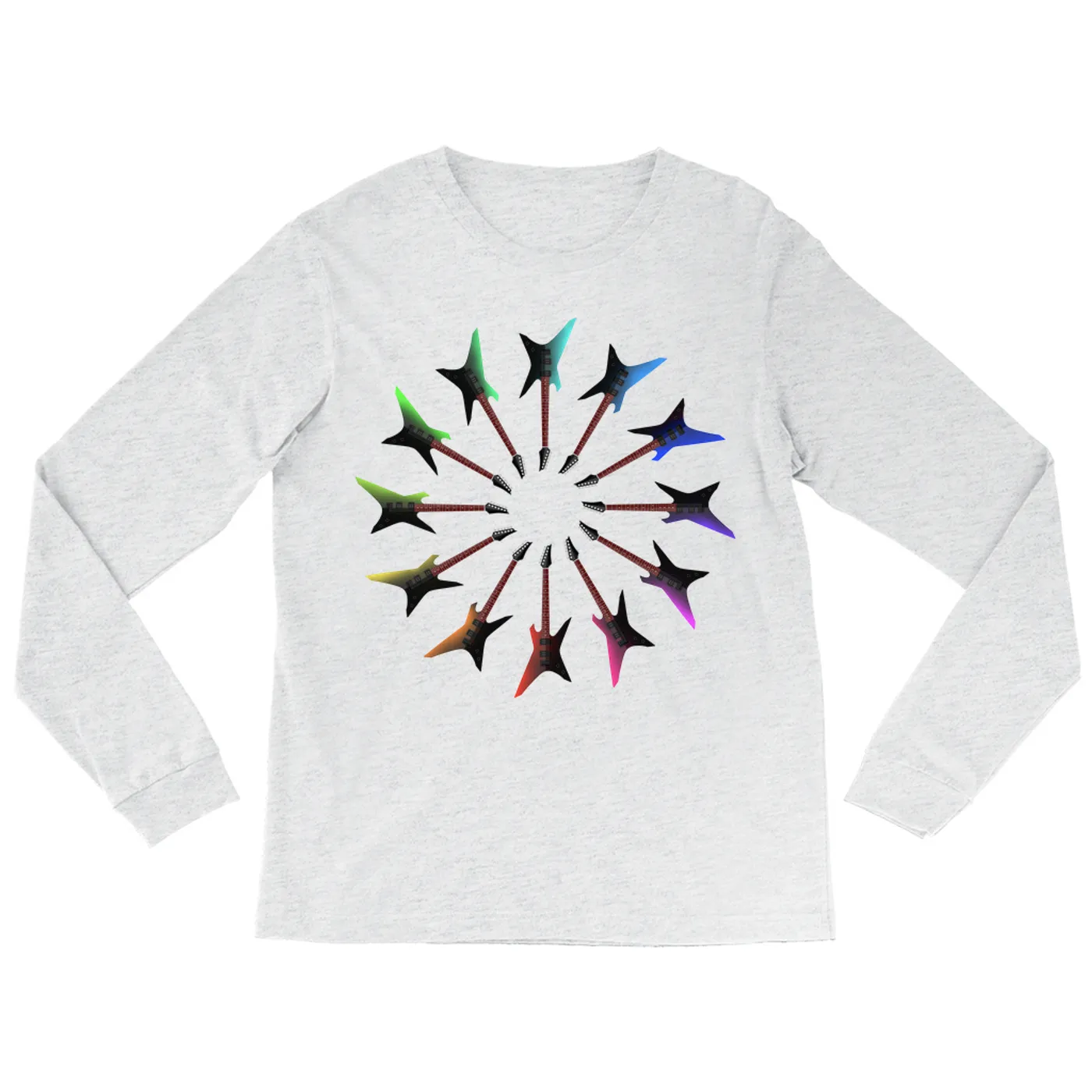 Music Life - Guitar Merchbar Music Life Long Sleeve Shirt | Shred-Banger Dark Neon Color Wheel Merchbar Music Life Shirt