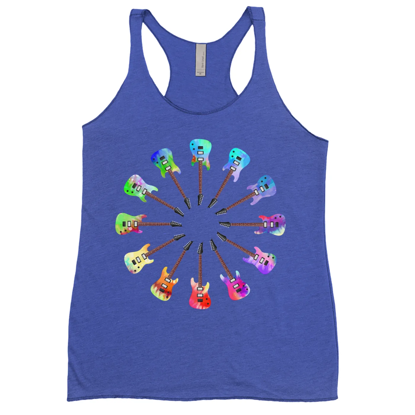 Music Life - Guitar Merchbar Music Life Ladies' Tank Top | Electric Guitar Tie Dye Color Wheel Merchbar Music Life Shirt